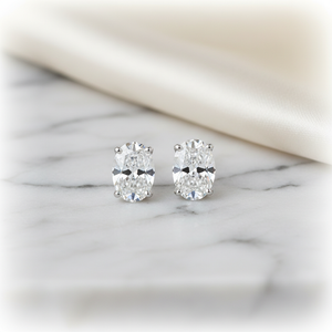 Lab Grown Diamond Oval 4-Prong Stud Earrings · 1.5ct tw, 18K White Gold