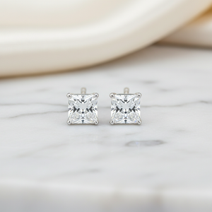 Lab Grown Diamond Princess 4-Prong Stud Earrings · 1.5ct tw, 18K White Gold