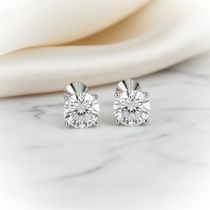 Lab Grown Diamond Round Martini Stud Earrings · 1ct tw, 18K White Gold