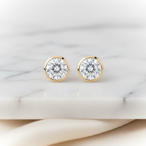 Lab Grown Diamond Round Bezel Stud Earrings · 1ct tw, 18K White Gold