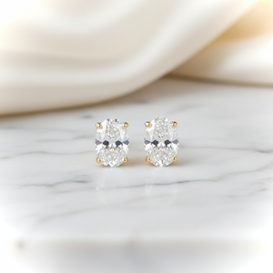 Lab Grown Diamond Oval 4-Prong Stud Earrings · 4ct tw, 18K Yellow Gold