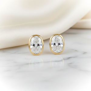 Lab Grown Diamond Oval Bezel Stud Earrings · 1.5ct tw, 18K Yellow Gold