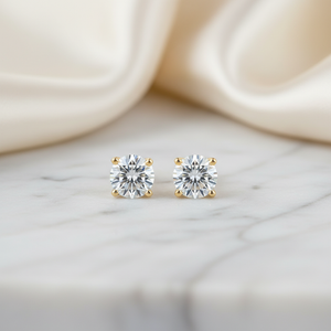Lab Grown Diamond Round Martini Stud Earrings · 1ct tw, 18K Yellow Gold