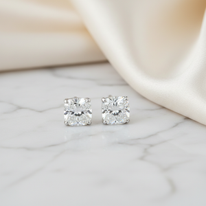 Lab Grown Diamond Cushion 4-Prong Stud Earrings · 2.5ct tw, 14K White Gold