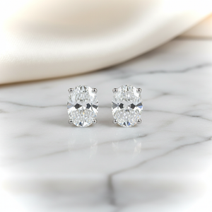 Lab Grown Diamond Oval 4-Prong Stud Earrings · 2ct tw, 14K White Gold