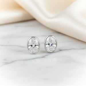 Lab Grown Diamond Oval Bezel Stud Earrings · 2.5ct tw, 14K White Gold