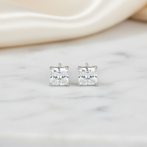 Lab Grown Diamond Princess 4-Prong Stud Earrings · 2ct tw, 14K White Gold