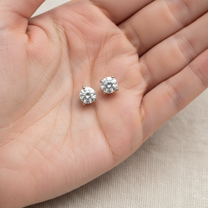 Lab Grown Diamond Round Martini Stud Earrings · 2.5ct tw, hand full, 14K White Gold
