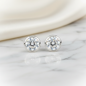Lab Grown Diamond Round Bezel Stud Earrings · 4ct tw, 14K White Gold