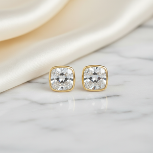 Lab Grown Diamond Cushion Bezel Stud Earrings · 1.5ct tw, 14K Yellow Gold
