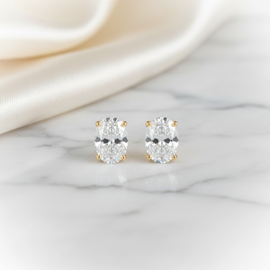 Lab Grown Diamond Oval 4-Prong Stud Earrings · 4ct tw, 14K Yellow Gold