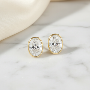 Lab Grown Diamond Oval Bezel Stud Earrings · 5ct tw, 14K Yellow Gold