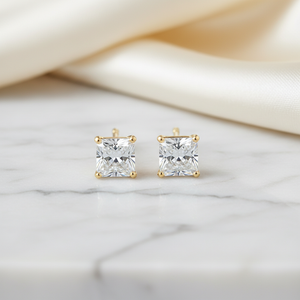 Lab Grown Diamond Princess 4-Prong Stud Earrings · 1.5ct tw, 14K Yellow Gold