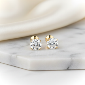 Lab Grown Diamond Round Martini Stud Earrings · 2.5ct tw, 14K Yellow Gold