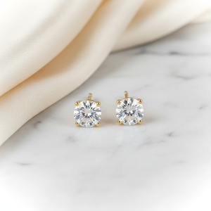 Lab Grown Diamond Round 4-Prong Stud Earrings · 5ct tw, 14K Yellow Gold
