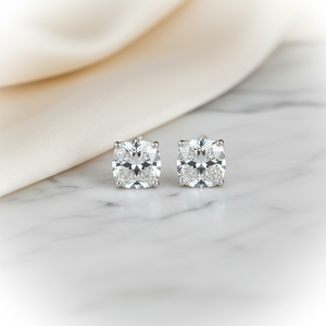 Lab Grown Diamond Cushion 4-Prong Stud Earrings · 4ct tw, Platinum