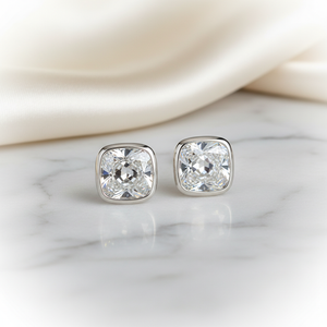 Lab Grown Diamond Cushion Bezel Stud Earrings · 2.5ct tw, Platinum