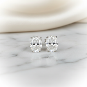 Lab Grown Diamond Oval 4-Prong Stud Earrings · 1.5ct tw, Platinum