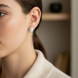 Lab Grown Diamond Oval Bezel Stud Earrings · 5ct tw, portrait close, Platinum