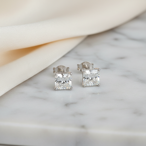 Lab Grown Diamond Princess 4-Prong Stud Earrings · 1ct tw, Platinum