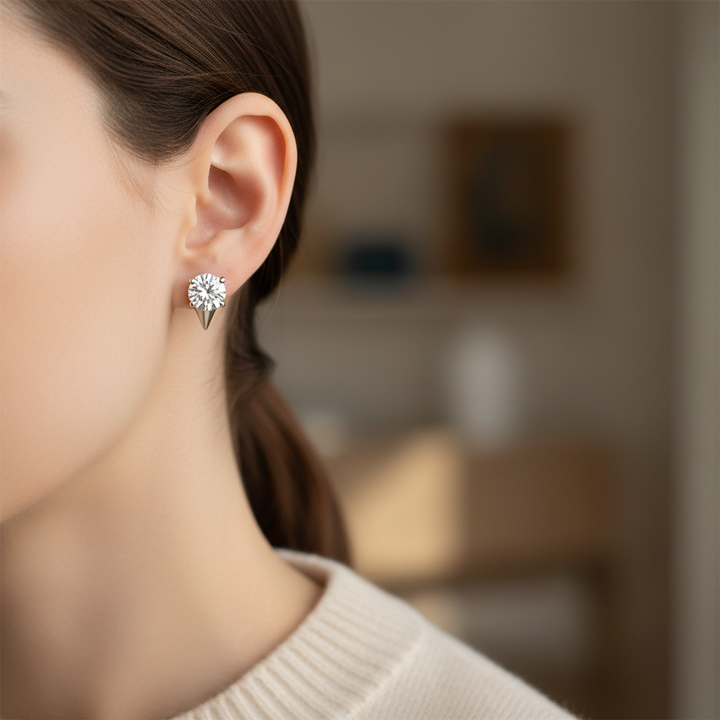 Lab Grown Diamond Round Martini Stud Earrings · 2ct tw, portrait close, Platinum