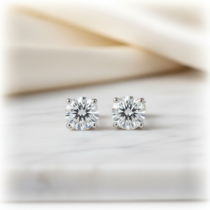 Lab Grown Diamond Round 4-Prong Stud Earrings · 2ct tw, Platinum