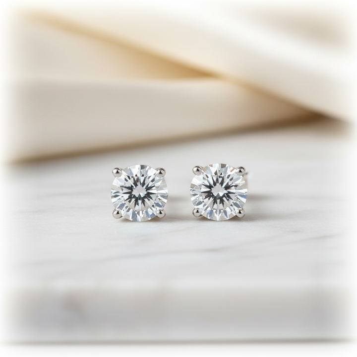 Lab Grown Diamond Round 4-Prong Stud Earrings · 2ct tw — Platinum