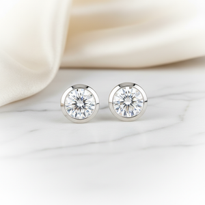 Lab Grown Diamond Round Bezel Stud Earrings · 1ct tw, Platinum