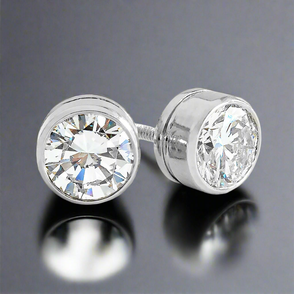 6ct tw Round Brilliant Lab Diamond Stud Earrings, in 14K White Gold – view 6 | RockHer