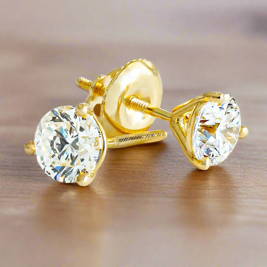 6ct tw Round Brilliant Lab Diamond Stud Earrings, in 14K White Gold – side profile | RockHer