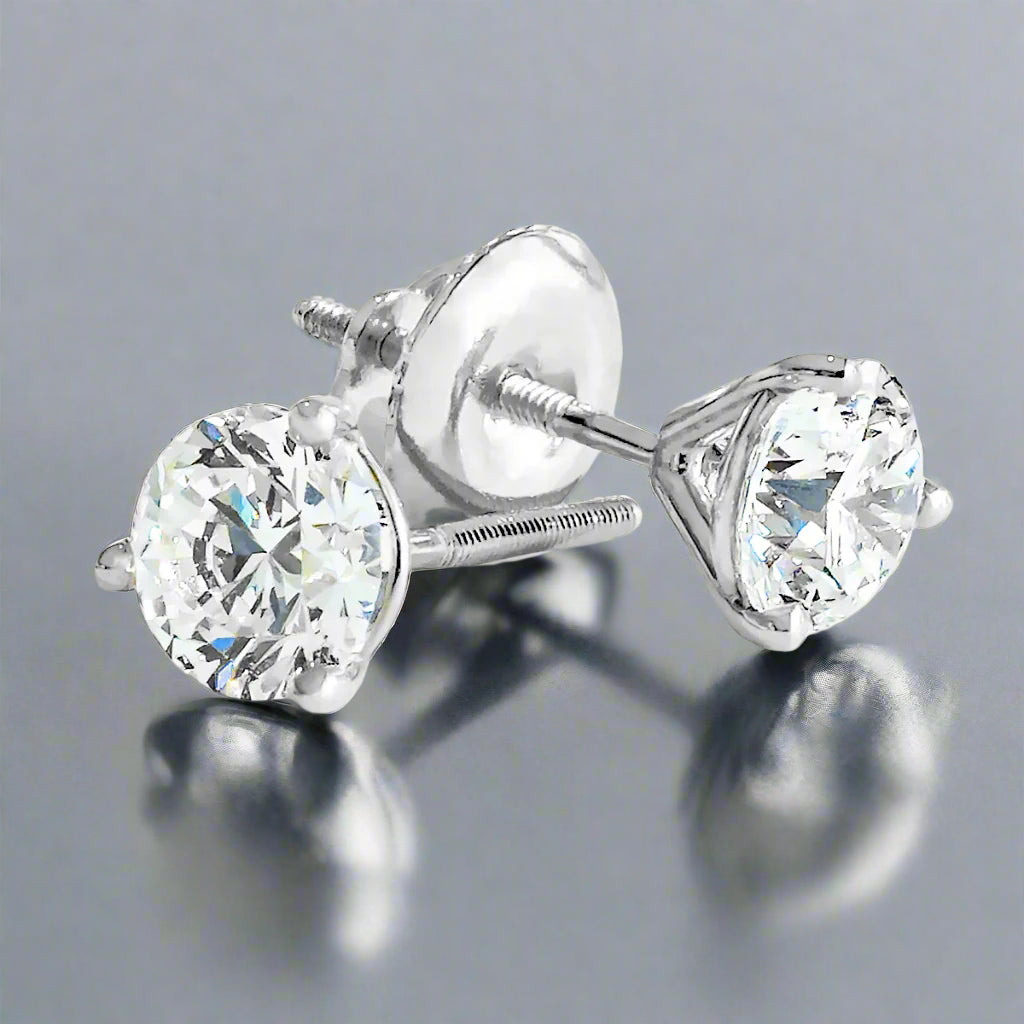 Diamond Stud Earring Setting | 0.50ct to 10ct Total Weight | Custom Mounting in Gold or Platinum (Diamonds Sold Separately)