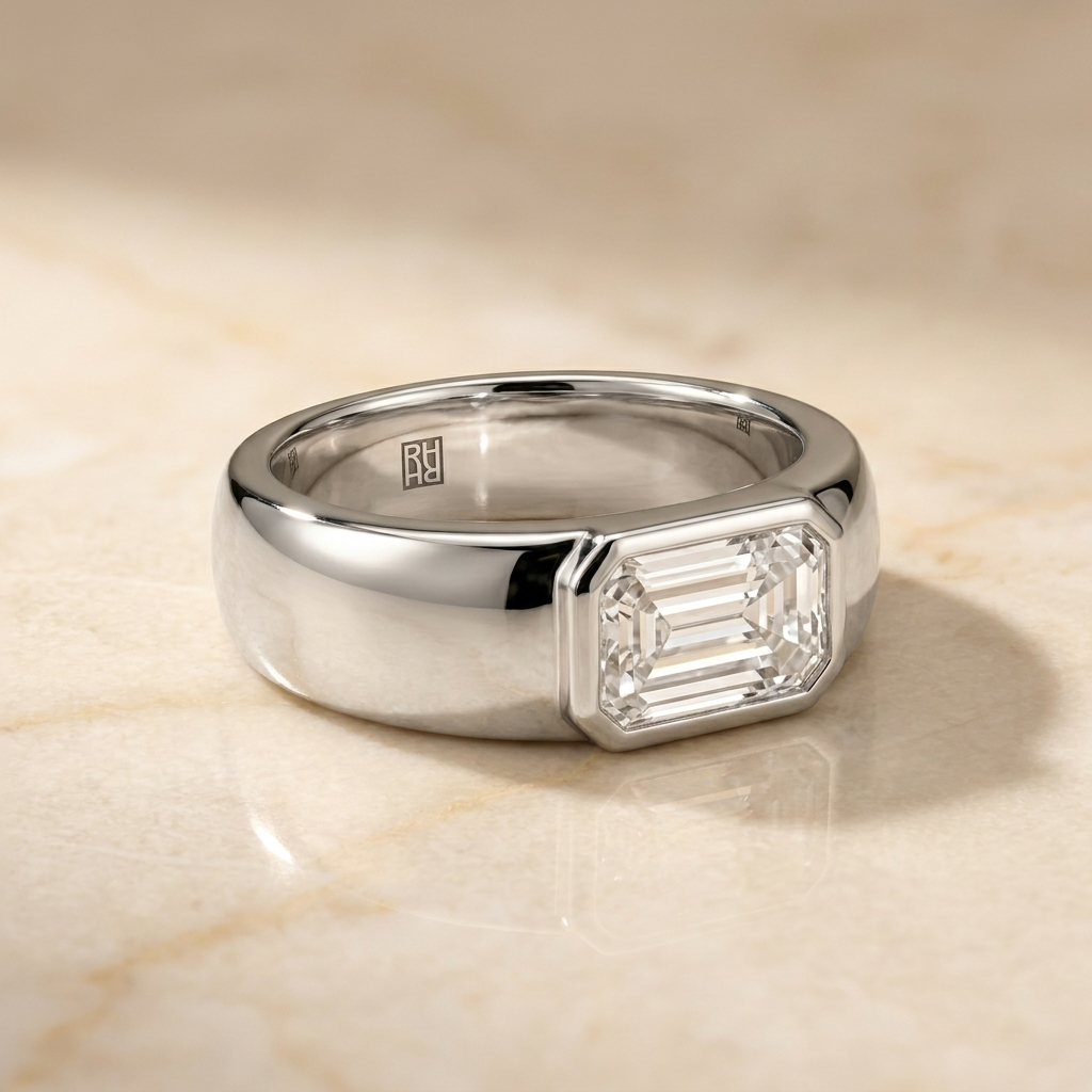 The Remi baguette engagement ring setting in Platinum | RockHer