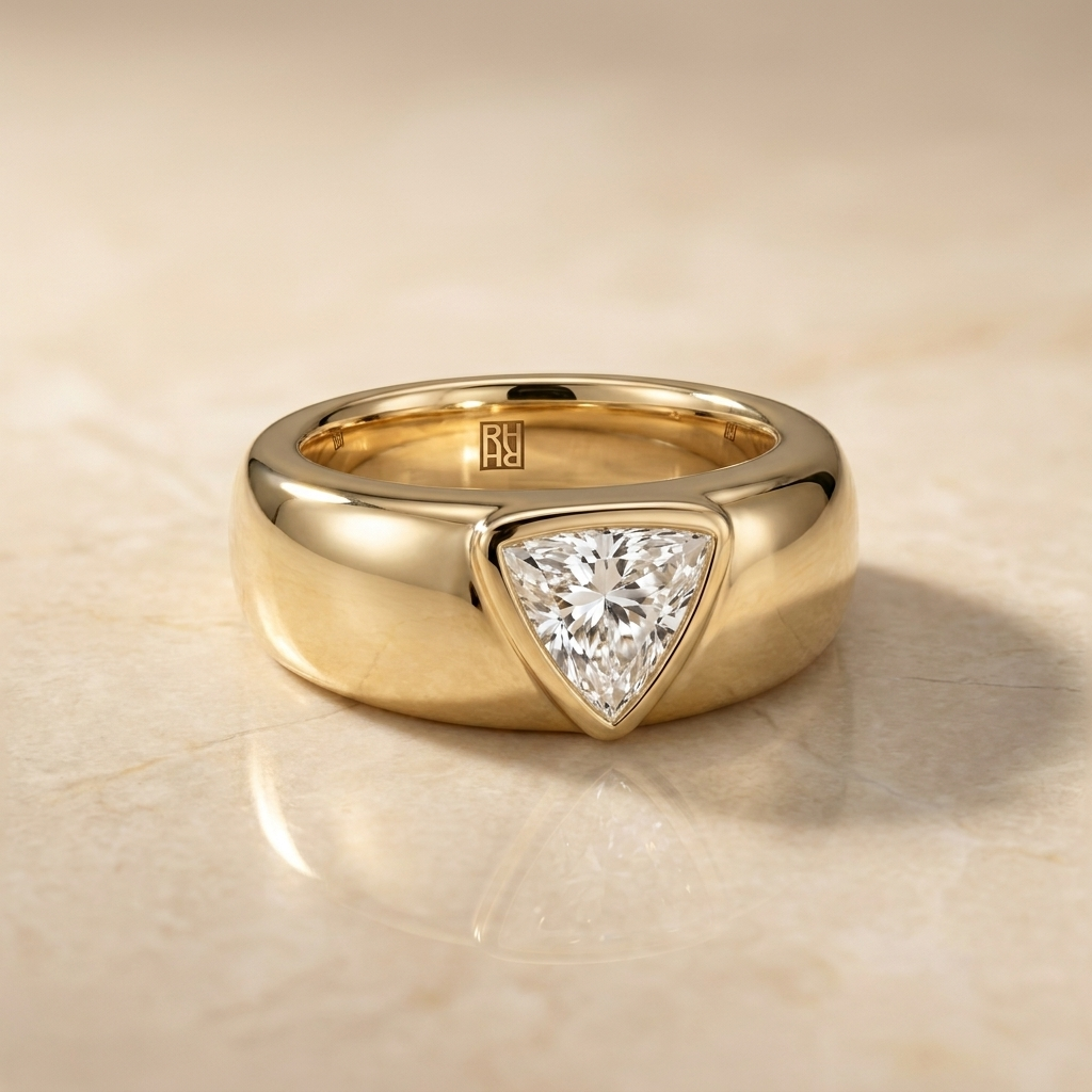 The Remi trillion engagement ring setting in 18K Yellow Gold | RockHer