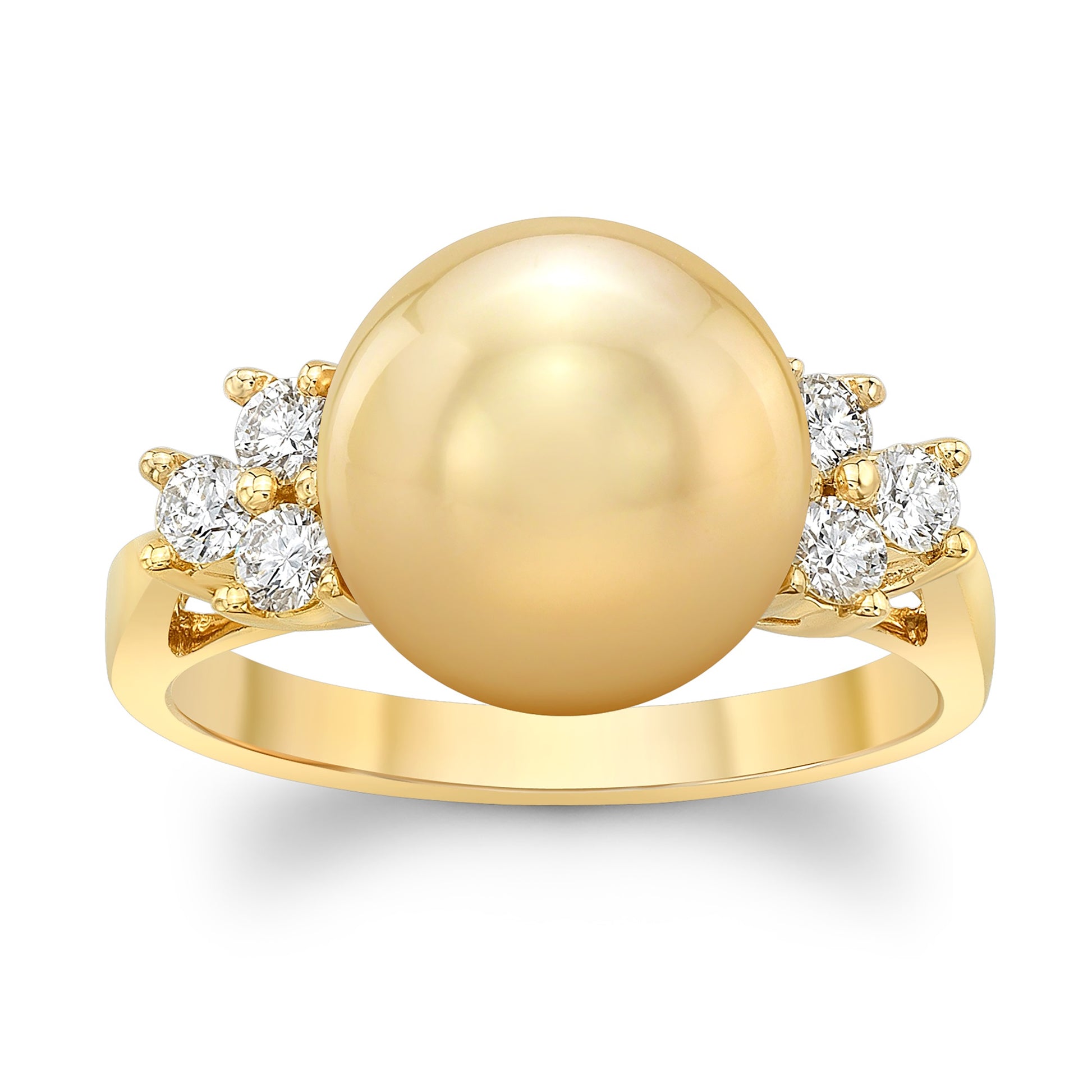 Golden Pearl and Diamond Ring In 18k Yellow Gold 0.35ctw | RockHer