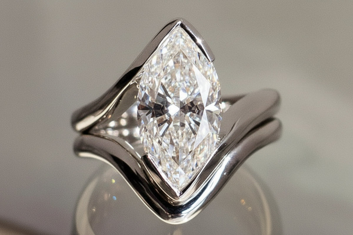 The Julia Matching Wedding Band, Marquise in Platinum