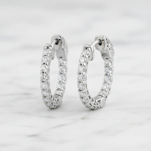 Lab grown diamond inside-out hoops in 14kt white gold front view