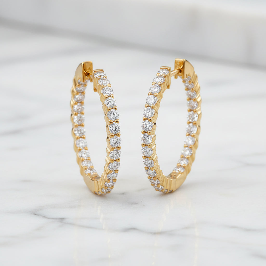 Lab grown diamond inside-out hoop earrings in 14kt yellow gold