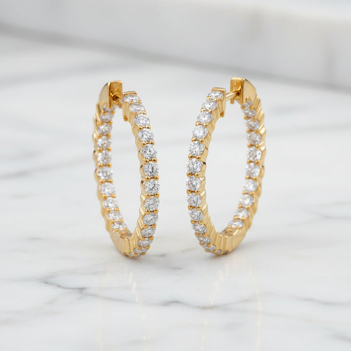 Lab grown diamond inside-out hoop earrings in 14kt yellow gold