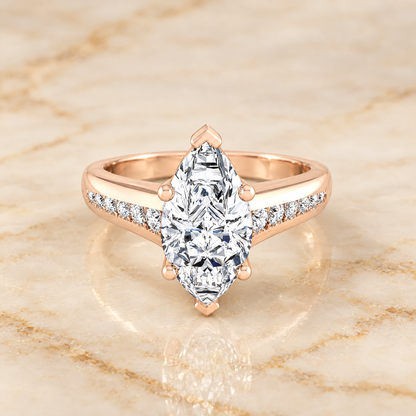 The Stevie Contemporary Channel Marquise Engagement Ring Setting in 14K Rose Gold