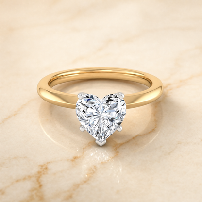 The Isolde Petite Knife Edge Solitaire Heart Engagement Ring Setting in 18K Yellow Gold