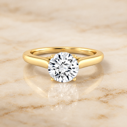 The Quinn Classic Comfort Fit Rounded Solitaire Round Engagement Ring Setting in 18K Yellow Gold