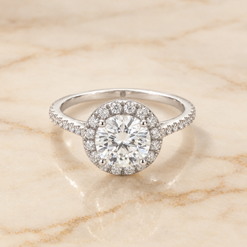 The Dionne Diamond Pavé Halo Round Engagement Ring Setting in Platinum