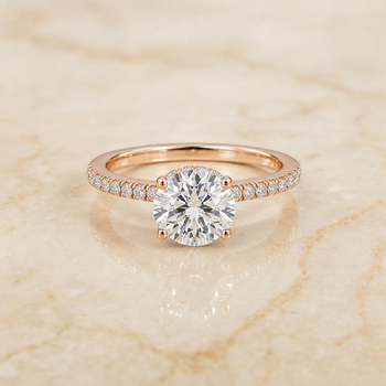 The Elliott Hidden Halo Pavé Round Engagement Ring Setting in 14K Rose Gold