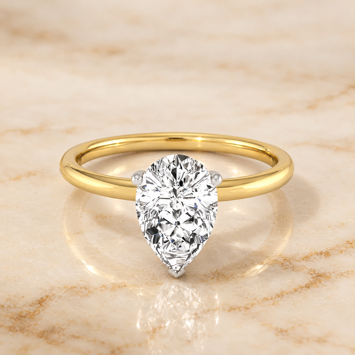The Eartha Upper Hidden Halo Solitaire Princess Cut Engagement Ring Setting in 18K Yellow Gold