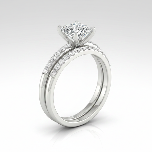 The Abbey Matching Wedding Band, Radiant in 18K White Gold
