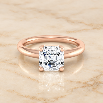 The Tori Rounded Comfort Fit Solitaire Asscher Cut Engagement Ring Setting in 14K Rose Gold