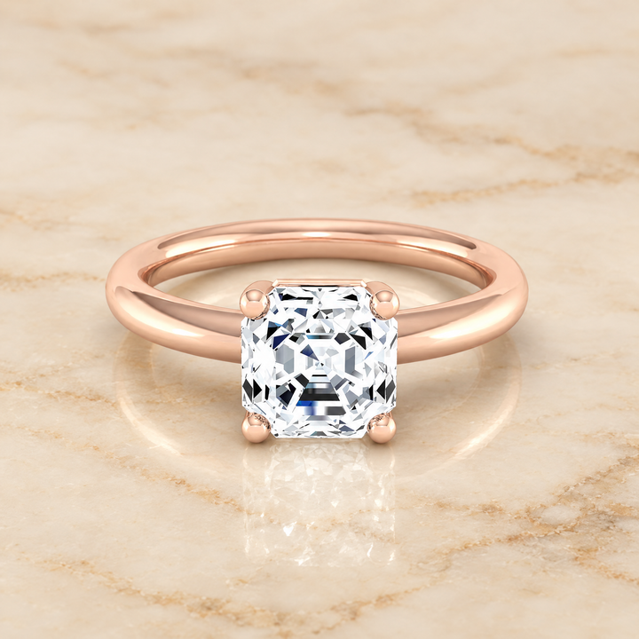 The Tori Rounded Comfort Fit Solitaire Asscher Cut Engagement Ring Setting in 14K Rose Gold