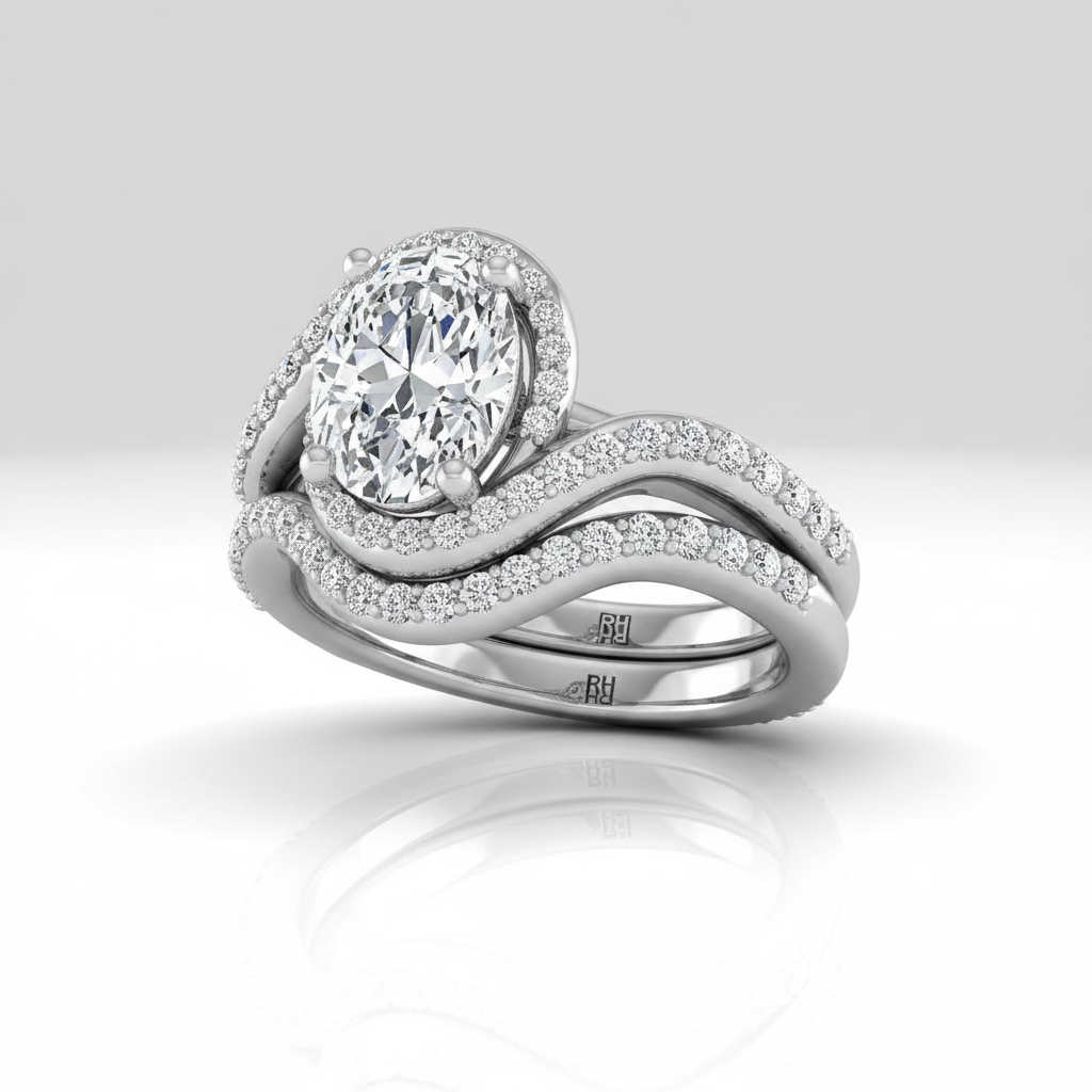 The Adelaide Matching Wedding Band, Oval in 18K White Gold