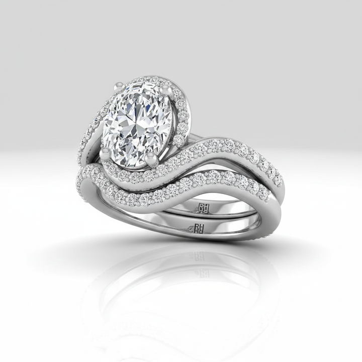 The Adelaide Matching Wedding Band, Oval in 18K White Gold | RockHer