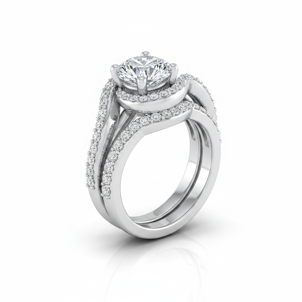 The Adelaide Matching Wedding Band, Round in 18K White Gold